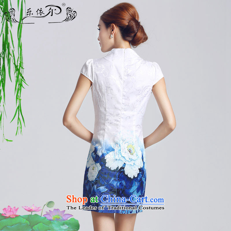 In accordance with the stamp duty, classical music gentlewoman qipao retro embroidery flower girl LYE66629 qipao Sau San short white , in accordance with the (leyier Lok) , , , shopping on the Internet