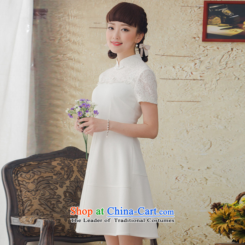 A Pinwheel Without Wind Yat White Rose ethnic women Antique Lace white short-sleeved dresses Spring/Summer 2015 new white L, Yat Lady , , , shopping on the Internet