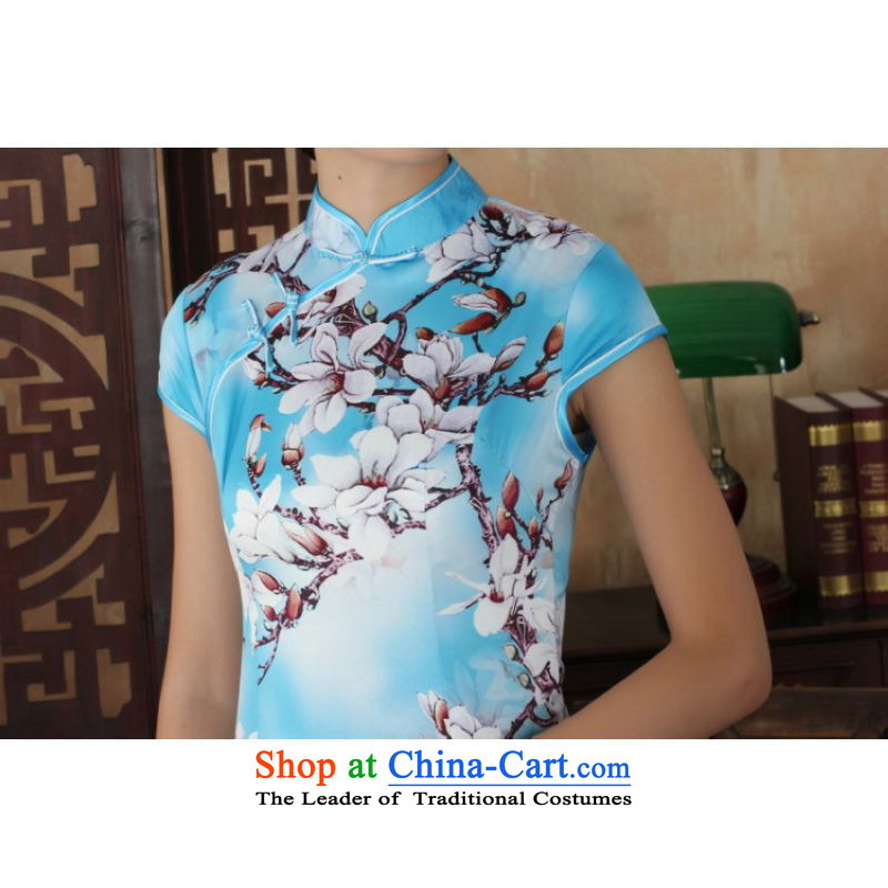On Optimizing Options, Tang dynasty cheongsam dress the new summer elegance Tang Dynasty Chinese qipao video thin blue qipao 2XL, short, optimizing options , , , Shanghai Online Shopping