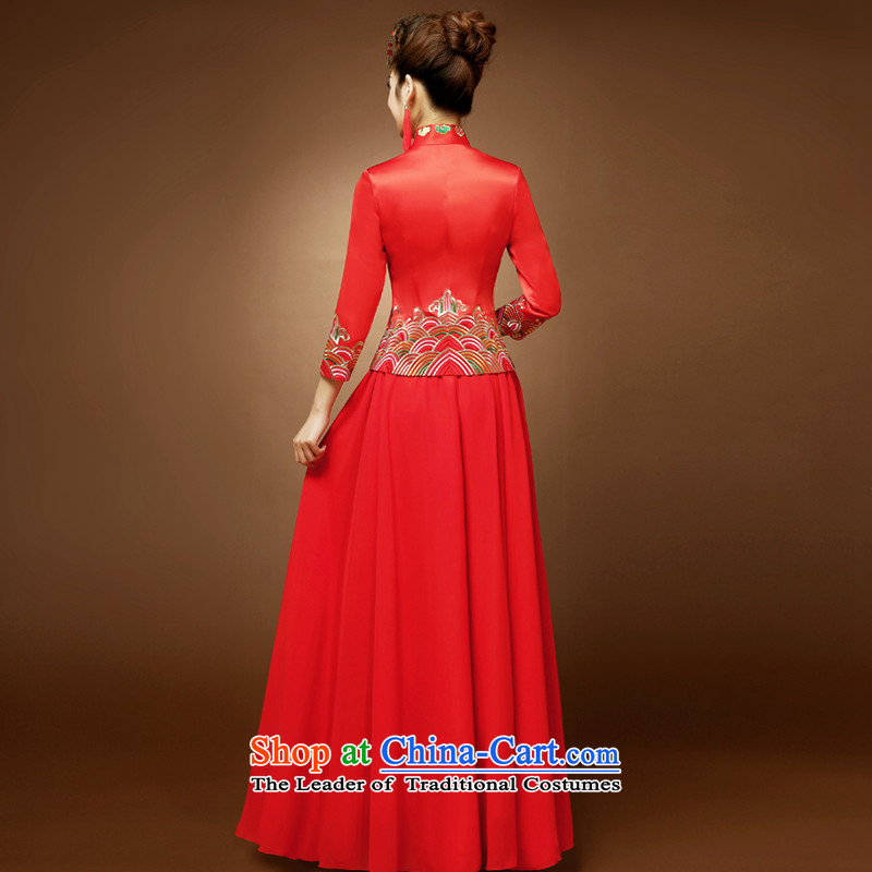 The privilege of serving-leung 2015 new red bride wedding wedding dress up of Chinese 7 cuff qipao bows to the honor of services, red-leung , , , shopping on the Internet