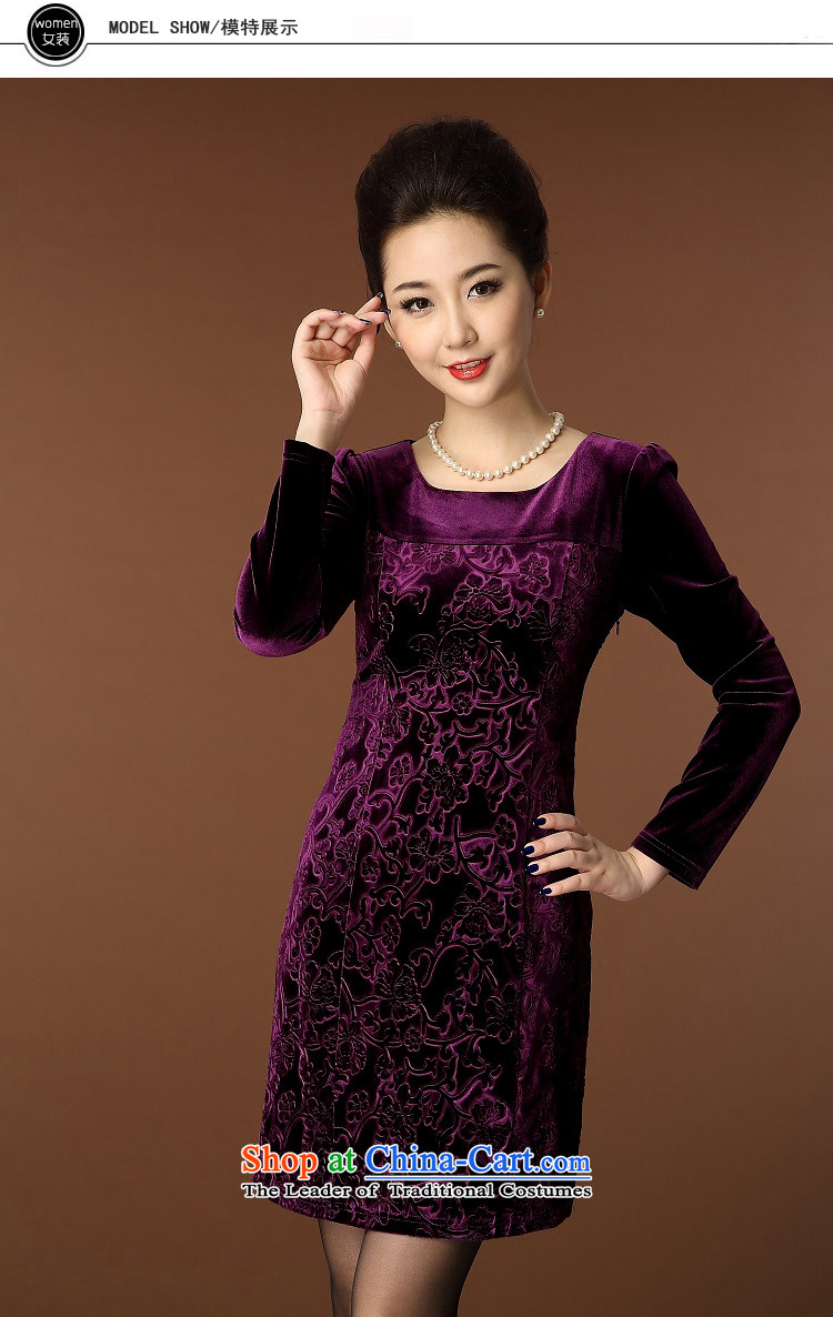 Gigi Lai Bai 2015 new dreams of the elderly in the skirt large graphics thin temperament round-neck collar long-sleeved qipao QP942# Kim scouring pads wine red XXXL picture, prices, brand platters! The elections are supplied in the national character of distribution, so action, buy now enjoy more preferential! As soon as possible.