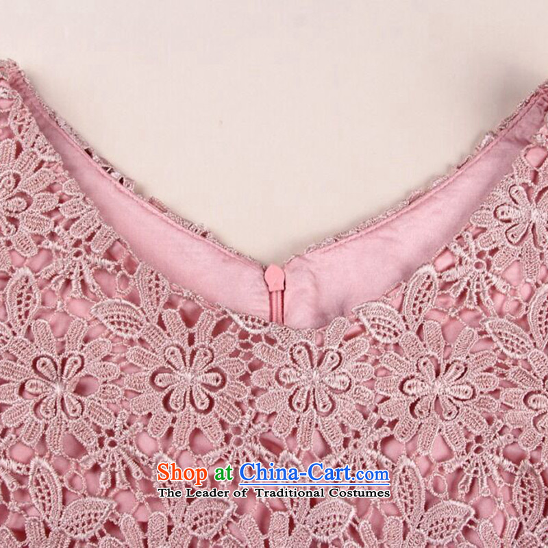 Figure for summer flowers female new stylish Western qipao water-soluble lace improved cheongsam dress engraving sexy dresses qipao V-neck , L, floral shopping on the Internet has been pressed.