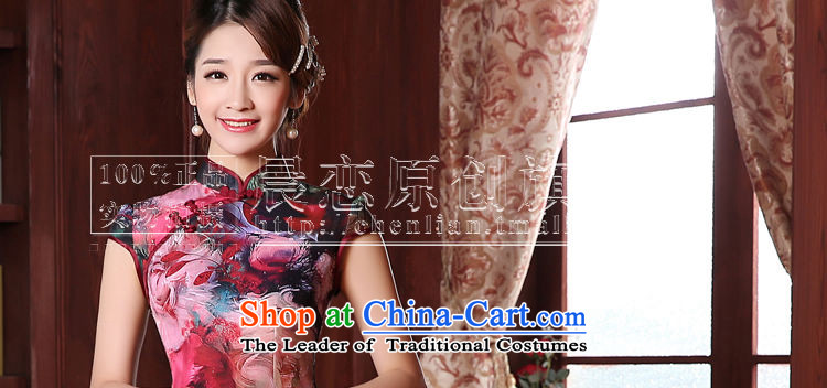 Morning new qipao land 2015 summer short of improvement and Stylish retro herbs extract silk CHINESE CHEONGSAM floral purple 155/S picture, prices, brand platters! The elections are supplied in the national character of distribution, so action, buy now enjoy more preferential! As soon as possible.