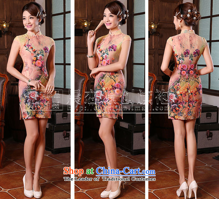 Morning new qipao land 2015 summer short of improvement and Stylish retro herbs extract silk CHINESE CHEONGSAM toner Orange Orange M picture, prices, brand platters! The elections are supplied in the national character of distribution, so action, buy now enjoy more preferential! As soon as possible.