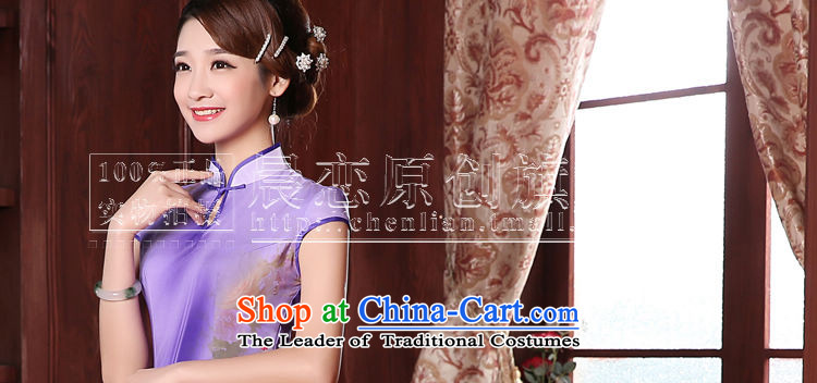 Morning new qipao Land summer retro long improved stylish herbs extract silk Chinese cheongsam dress Heather light purple XXL picture, prices, brand platters! The elections are supplied in the national character of distribution, so action, buy now enjoy more preferential! As soon as possible.