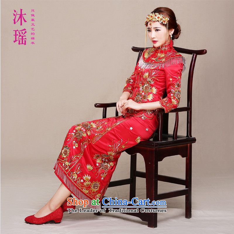 Bathing in the same 2015 angelbaby Yao New Sau Wo Service bridal dresses Soo kimono costume marriage solemnisation Chinese dragon and high-end use red XL chest 97CM, Mu Yao , , , shopping on the Internet