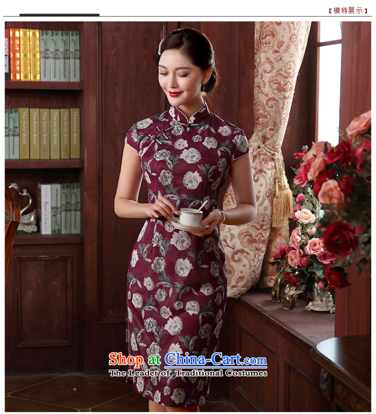 [Sau Kwun Tong] of the edge of the new 2015 3D digital printing improved Stylish retro cheongsam dress temperament and stylish qipao summer QD5126 wine red M picture, prices, brand platters! The elections are supplied in the national character of distribution, so action, buy now enjoy more preferential! As soon as possible.