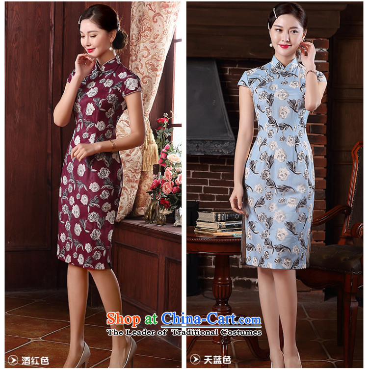 [Sau Kwun Tong] of the edge of the new 2015 3D digital printing improved Stylish retro cheongsam dress temperament and stylish qipao summer QD5126 wine red M picture, prices, brand platters! The elections are supplied in the national character of distribution, so action, buy now enjoy more preferential! As soon as possible.