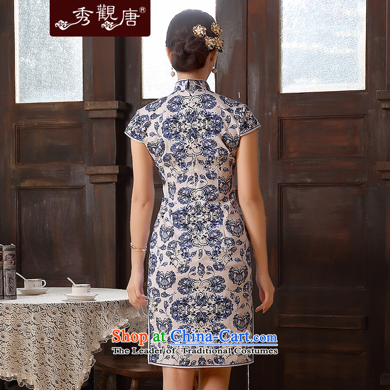 [Sau Kwun Tong] Cheong Wa Dae 2015 Summer porcelain cheongsam dress improved stylish dress QD5132 blue and white M, Sau Kwun Tong shopping on the Internet has been pressed.