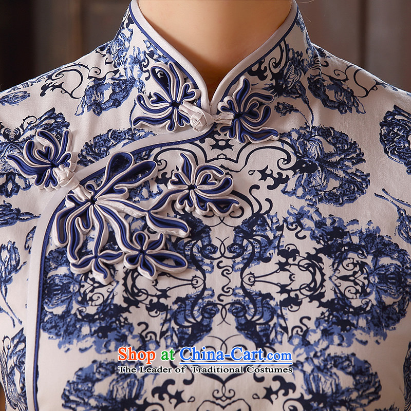 [Sau Kwun Tong] Cheong Wa Dae 2015 Summer porcelain cheongsam dress improved stylish dress QD5132 blue and white M, Sau Kwun Tong shopping on the Internet has been pressed.