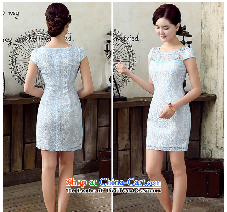 [Sau Kwun Tong] 2015 summer weather new lace dresses retro style qipao women's skirt KD5150 SKYBLUE XL Photo, prices, brand platters! The elections are supplied in the national character of distribution, so action, buy now enjoy more preferential! As soon as possible.