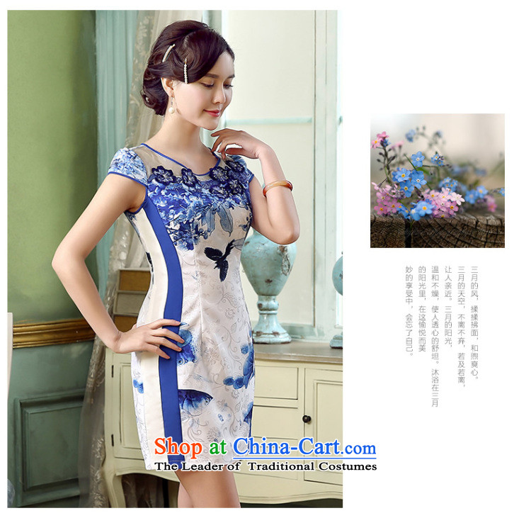 [Sau Kwun Tong] Fei Yan 2015 Summer New Stylish retro dress improved cheongsam dress KD5152 Blue and White XXL picture, prices, brand platters! The elections are supplied in the national character of distribution, so action, buy now enjoy more preferential! As soon as possible.