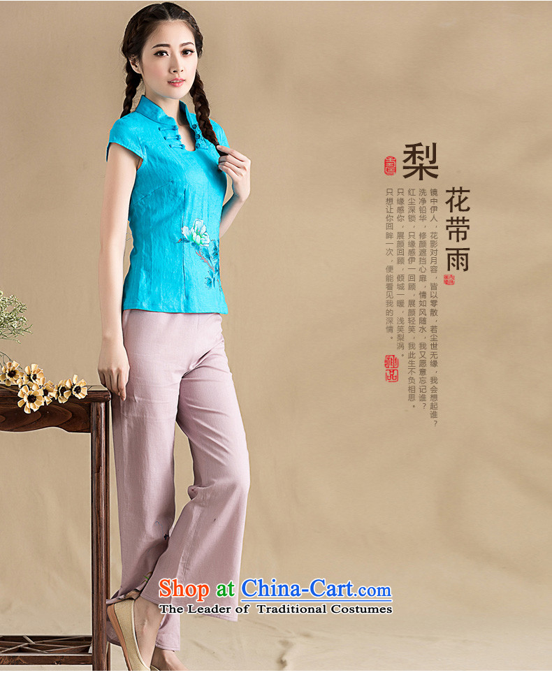 On summer 2015) seal hand-painted cotton linen clothes China wind Sau San video short-sleeved thin Tang dynasty sweet blouses green L picture, prices, brand platters! The elections are supplied in the national character of distribution, so action, buy now enjoy more preferential! As soon as possible.