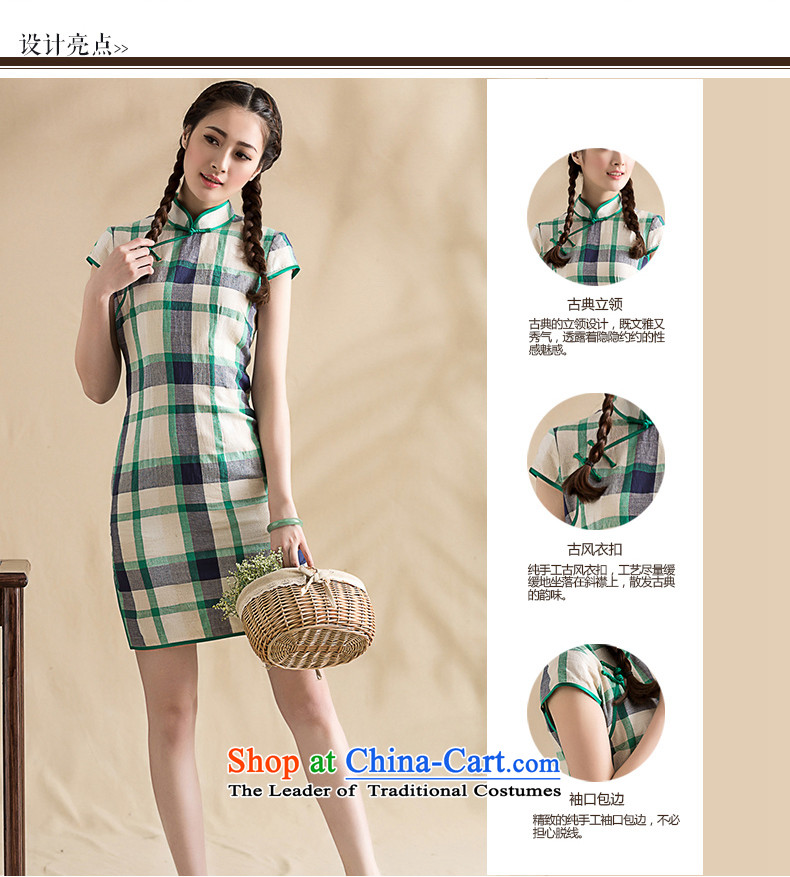 Seal on original nostalgic cotton linen dresses improved day-to-Grid literary and artistic elegance Chinese cheongsam dress latticed XXL picture, prices, brand platters! The elections are supplied in the national character of distribution, so action, buy now enjoy more preferential! As soon as possible.