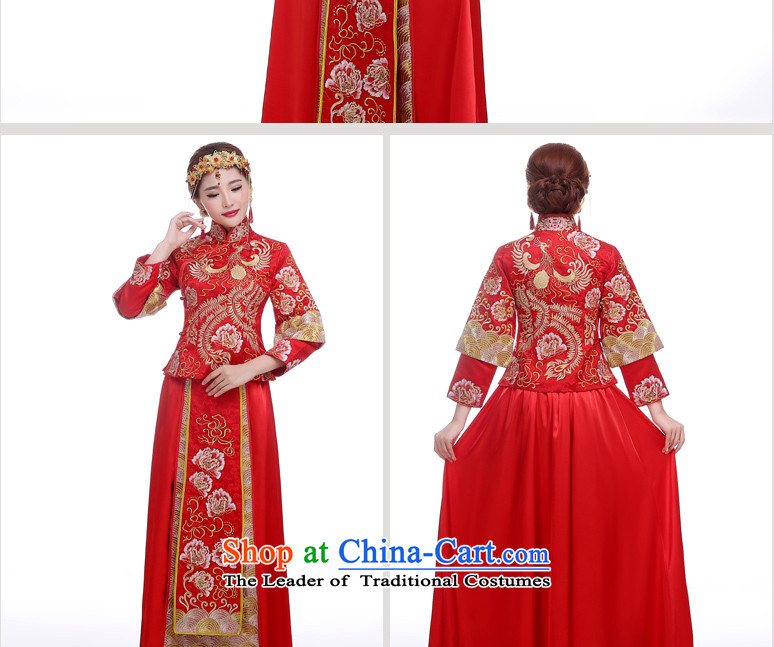 Bathing in the  same 2015 angelbaby Yao New Chinese style wedding brides of autumn and winter large high-end-use dragon serving Wo Long wedding ceremony RED M chest 88CM picture, prices, brand platters! The elections are supplied in the national character of distribution, so action, buy now enjoy more preferential! As soon as possible.