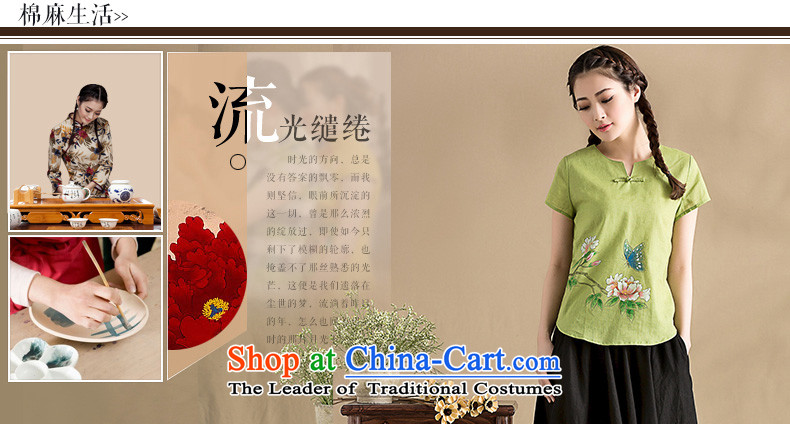 The seal on the original cotton linen china culture quality lady V-Neck short-sleeved T-shirt hand-painted minimalist Sau San Tong blouses light blue M picture, prices, brand platters! The elections are supplied in the national character of distribution, so action, buy now enjoy more preferential! As soon as possible.