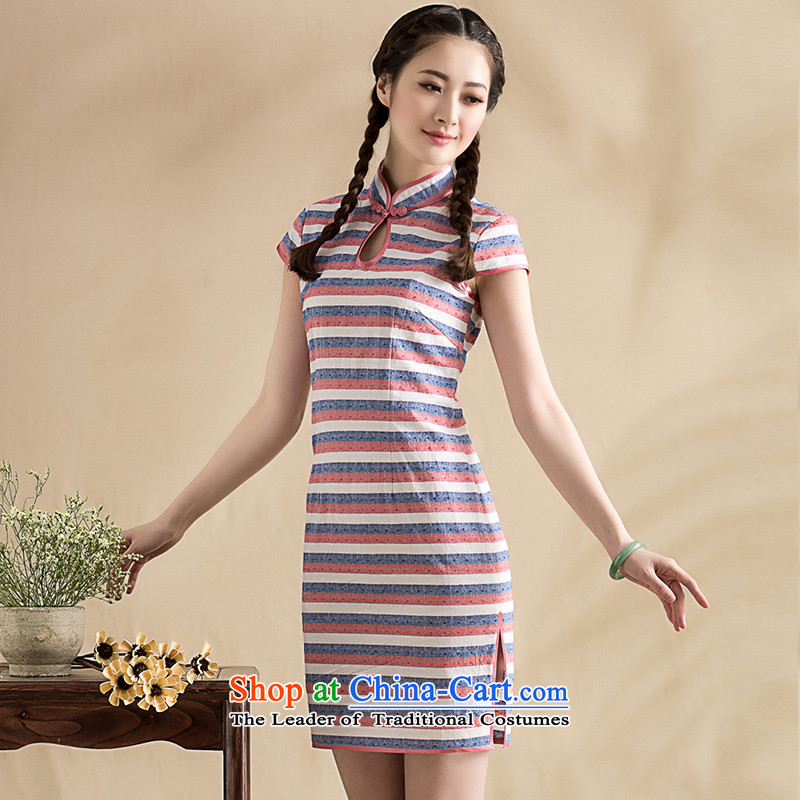 The seal on the original cotton linen qipao gown pipa improvements streaks daily arts nostalgic light Chinese women's dresses streaks?XL