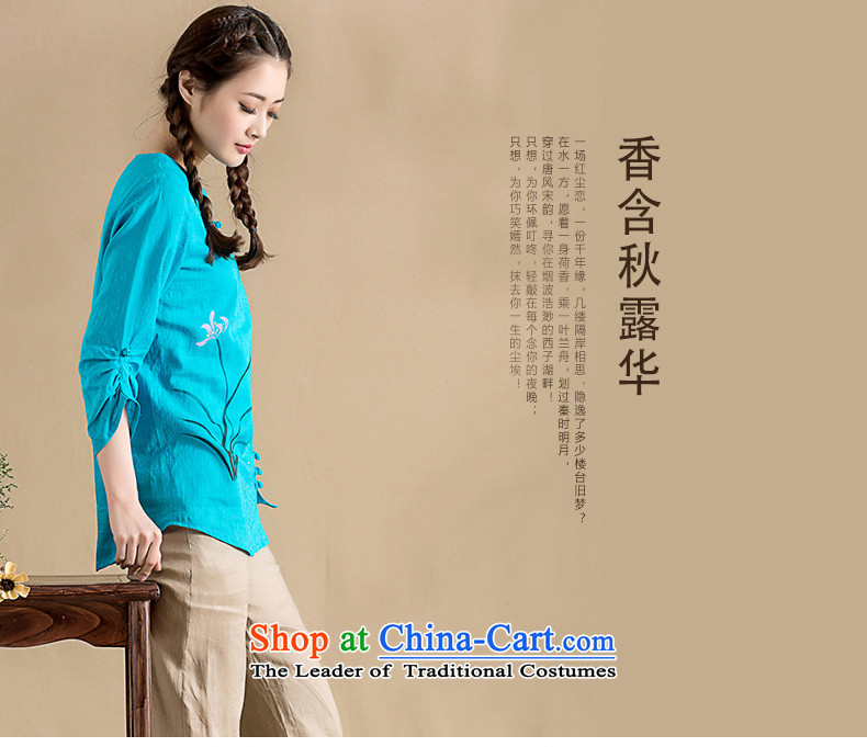 Seal on original improved cotton linen clothes 2015 Spring/Summer girl, literature and art china wind hand-painted long-sleeved blouses Tang hand-painted blue XXL picture, prices, brand platters! The elections are supplied in the national character of distribution, so action, buy now enjoy more preferential! As soon as possible.