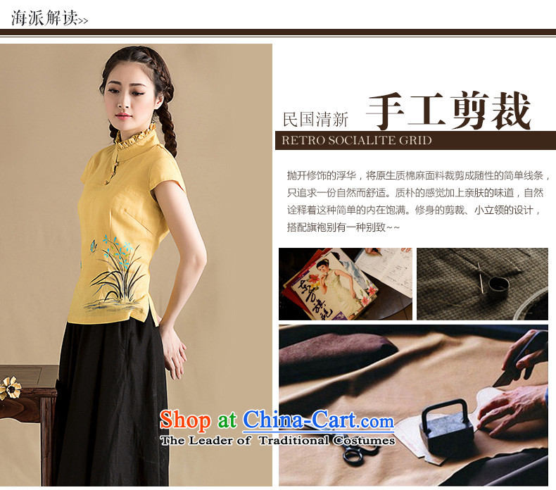 The seal on the original cotton linen arts Sau San video thin blouses spring temperament elegant linen short-sleeved T-shirt female yellow L picture, prices, brand platters! The elections are supplied in the national character of distribution, so action, buy now enjoy more preferential! As soon as possible.