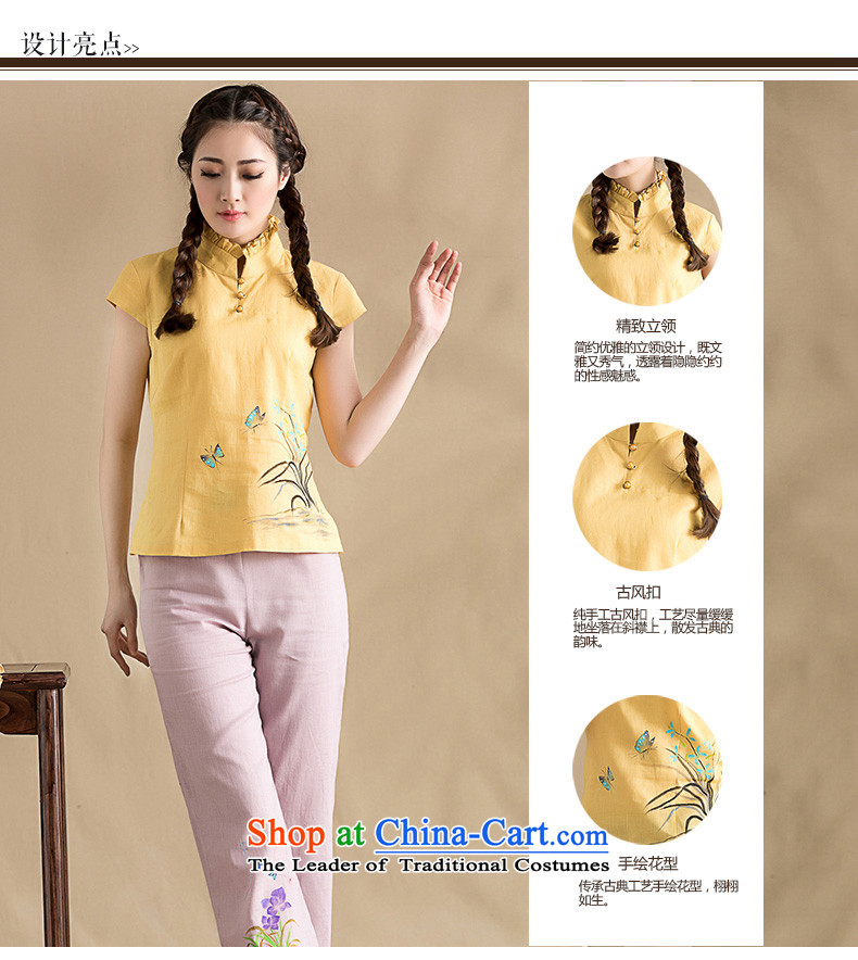 The seal on the original cotton linen arts Sau San video thin blouses spring temperament elegant linen short-sleeved T-shirt female yellow L picture, prices, brand platters! The elections are supplied in the national character of distribution, so action, buy now enjoy more preferential! As soon as possible.