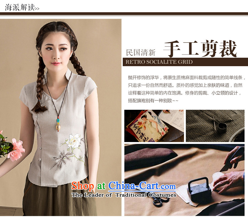 The spring and summer of 2015 on seal original cotton linen clothes female China wind cheongsam collar short-sleeved Chinese hand-painted blouses hand-painted gray S picture, prices, brand platters! The elections are supplied in the national character of distribution, so action, buy now enjoy more preferential! As soon as possible.