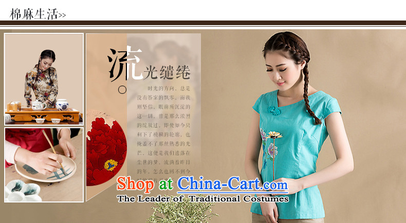 The seal on the original 2015 spring of Chinese cotton linen clothes China wind hand-painted Mudan 