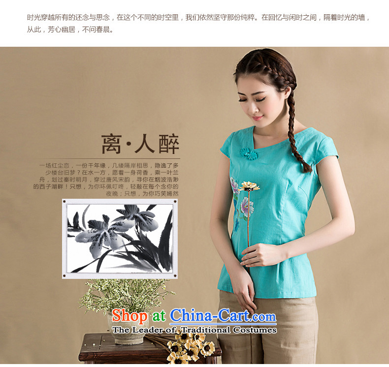 The seal on the original 2015 spring of Chinese cotton linen clothes China wind hand-painted Mudan 