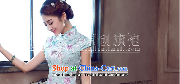 Land 2015 summer morning new Stylish retro short of improved cheongsam dress Chinese Daily Pink Pink Blue M pictures, prices, brand platters! The elections are supplied in the national character of distribution, so action, buy now enjoy more preferential! As soon as possible.