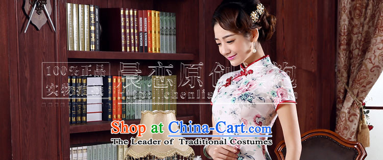 Land 2015 summer morning new Stylish retro short of improved cheongsam dress Chinese daily cotton linen rose pink XL Photo, prices, brand platters! The elections are supplied in the national character of distribution, so action, buy now enjoy more preferential! As soon as possible.