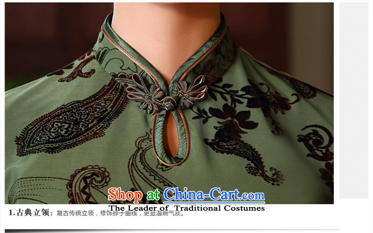 [Sau Kwun Tong] Hong Kong Athena flocking pattern of nostalgia for the summer 2015 new QIPAO) Improved cheongsam dress QD5138 GREEN S picture, prices, brand platters! The elections are supplied in the national character of distribution, so action, buy now enjoy more preferential! As soon as possible.