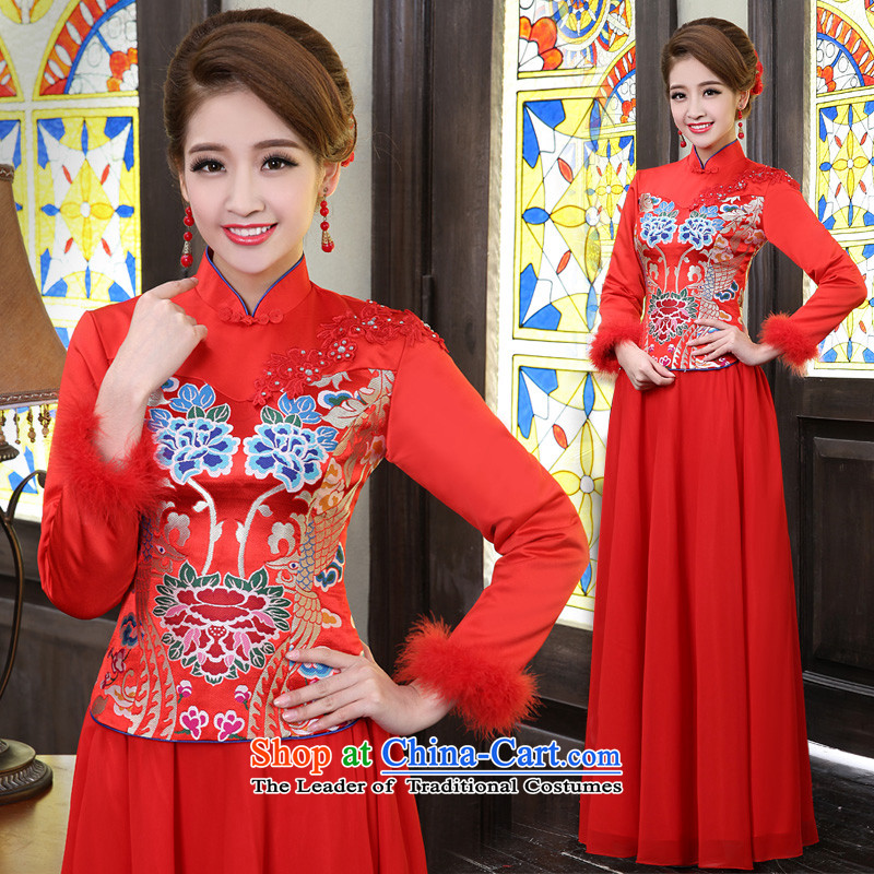 Martin Taylor spring and autumn bride wedding dress improved China wind clip cotton、Qipao Length of Chinese wedding services female red red bows XL, Martin (TAILEMARTIN Taylor) , , , shopping on the Internet