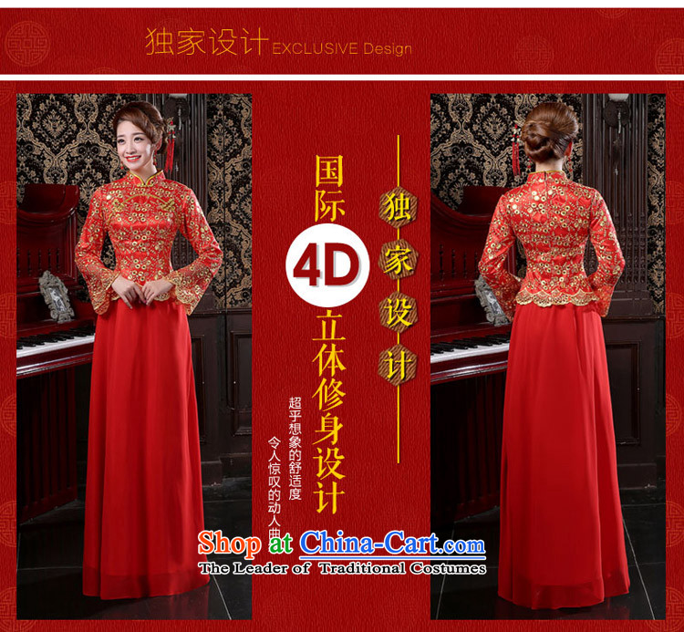 Martin Taylor new bride in spring and autumn 2015 wedding dress on chip lace long qipao cotton red bows services folder female red XXL picture, prices, brand platters! The elections are supplied in the national character of distribution, so action, buy now enjoy more preferential! As soon as possible.