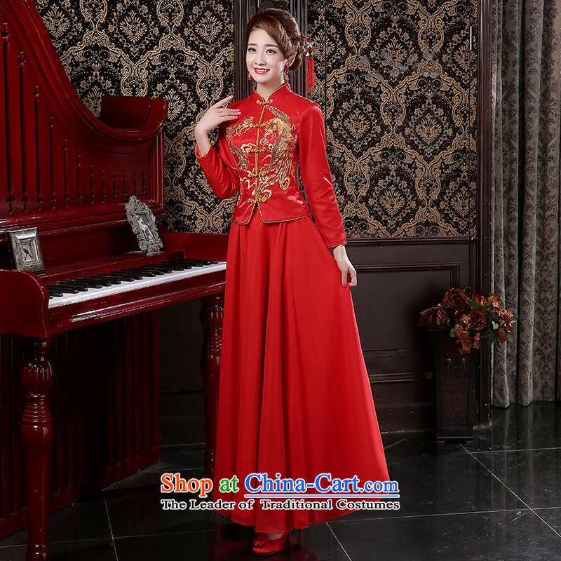 Martin Taylor bride wedding dress longfeng retro long qipao cotton red bows services folder female 2015 new spring and autumn red S, Martin (TAILEMARTIN Taylor) , , , shopping on the Internet