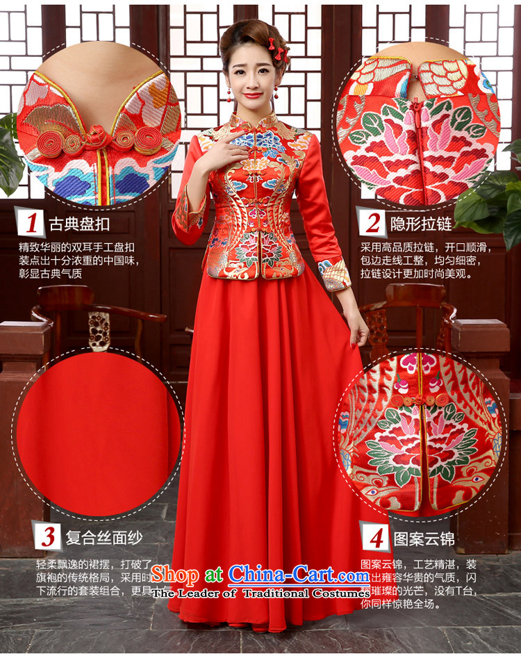 Martin Taylor new cheongsam dress 2015 Spring and Autumn replacing retro improved long-sleeved red cotton bride toasting champagne folder dress Chinese wedding dress red S picture, prices, brand platters! The elections are supplied in the national character of distribution, so action, buy now enjoy more preferential! As soon as possible.
