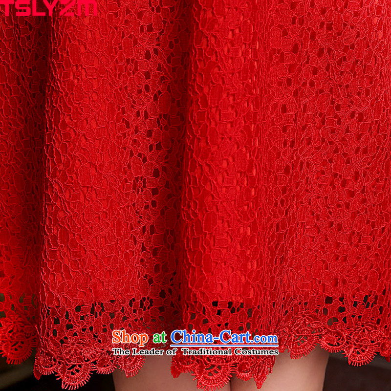The bride improved qipao tslyzm dresses lace short) bows services 2015 new autumn and winter Sau San Chinese China wind wedding dress red s,tslyzm,,, shopping on the Internet