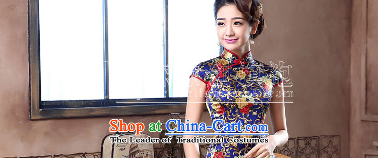 Morning new qipao land 2015 summer short of improvement and Stylish retro sauna Silk Cheongsam luxury Chinese silk Yellow M picture, prices, brand platters! The elections are supplied in the national character of distribution, so action, buy now enjoy more preferential! As soon as possible.