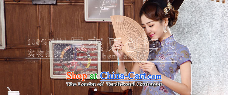 Land 2015 summer morning new Stylish retro short of improved cotton linen cheongsam dress Chinese daily autumn colors with a light purple L picture, prices, brand platters! The elections are supplied in the national character of distribution, so action, buy now enjoy more preferential! As soon as possible.