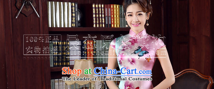 Morning new qipao land 2015 summer short of improvement and Stylish retro sauna Silk Cheongsam Spend Chinese silk butterfly pink 155/S picture, prices, brand platters! The elections are supplied in the national character of distribution, so action, buy now enjoy more preferential! As soon as possible.