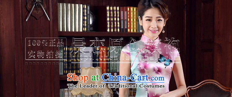 Morning new qipao land 2015 summer short of improvement and Stylish retro sauna Silk Cheongsam Spend Chinese silk butterfly pink 155/S picture, prices, brand platters! The elections are supplied in the national character of distribution, so action, buy now enjoy more preferential! As soon as possible.