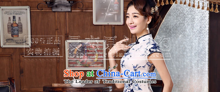 Land 2015 summer morning new Stylish retro short of improved cheongsam dress Chinese daily cotton linen white porcelain 155/S picture, prices, brand platters! The elections are supplied in the national character of distribution, so action, buy now enjoy more preferential! As soon as possible.