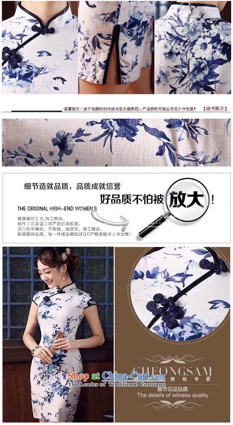 Land 2015 summer morning new Stylish retro short of improved cheongsam dress Chinese daily cotton linen white porcelain 155/S picture, prices, brand platters! The elections are supplied in the national character of distribution, so action, buy now enjoy more preferential! As soon as possible.