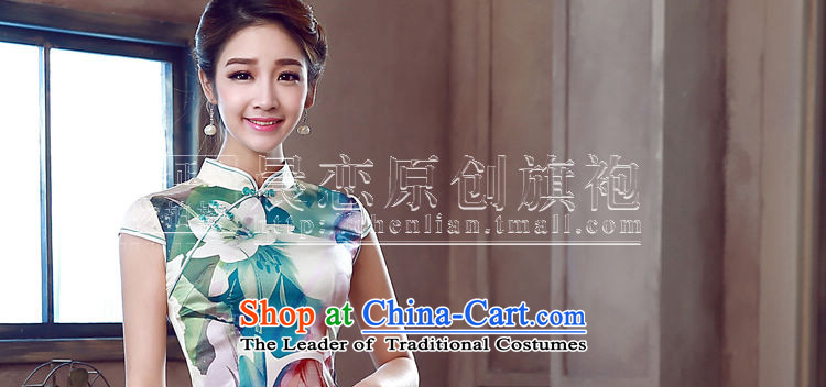 Morning new qipao Land summer short of improvement and Stylish retro herbs extract silk cheongsam dress Chinese flowers to green XXL picture, prices, brand platters! The elections are supplied in the national character of distribution, so action, buy now enjoy more preferential! As soon as possible.