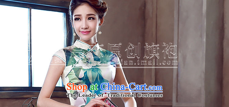 Morning new qipao Land summer short of improvement and Stylish retro herbs extract silk cheongsam dress Chinese flowers to green XXL picture, prices, brand platters! The elections are supplied in the national character of distribution, so action, buy now enjoy more preferential! As soon as possible.