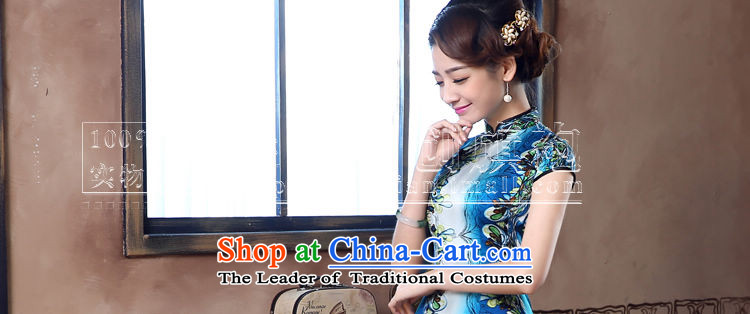 Morning new qipao land 2015 summer short of improvement and Stylish retro herbs extract Chinese Silk Cheongsam blue-hyung blue L picture, prices, brand platters! The elections are supplied in the national character of distribution, so action, buy now enjoy more preferential! As soon as possible.