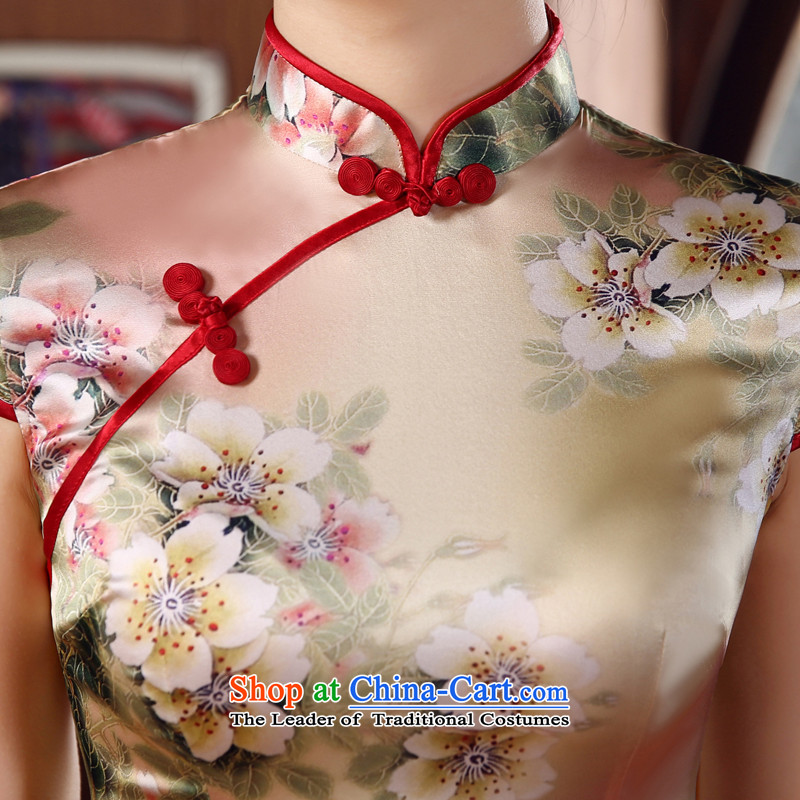 Morning new qipao land 2015 summer short of improvement and Stylish retro herbs extract Chinese Silk Cheongsam akitsuki suit 155/S, morning land has been pressed shopping on the Internet