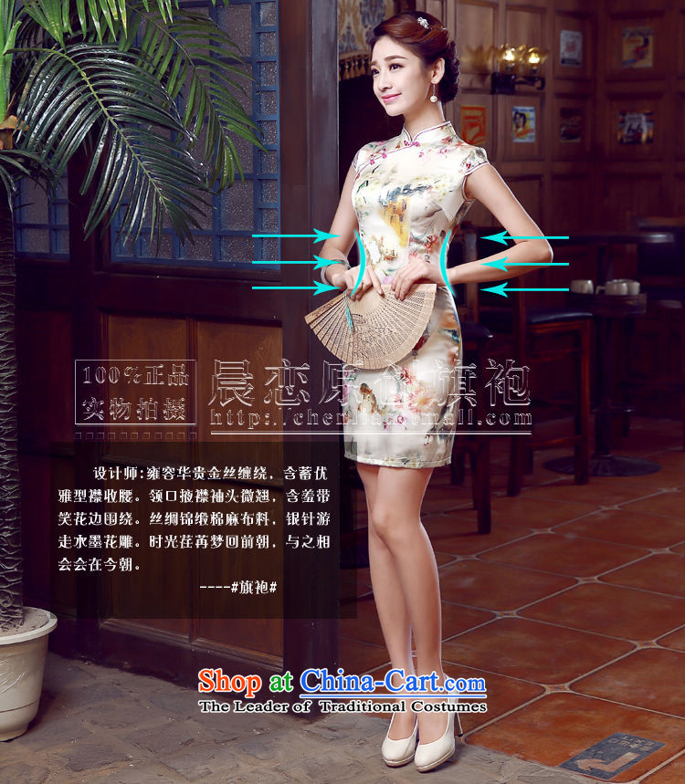 Morning new qipao Land summer short of improvement and Stylish retro herbs extract silk cheongsam dress to target Chinese champagne color pictures, prices, XXL brand platters! The elections are supplied in the national character of distribution, so action, buy now enjoy more preferential! As soon as possible.