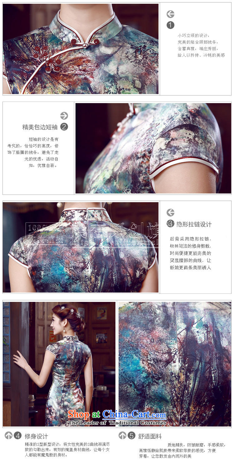 Morning new qipao Land summer short of improvement and Stylish retro herbs extract silk cheongsam dress water with Chinese suit L picture, prices, brand platters! The elections are supplied in the national character of distribution, so action, buy now enjoy more preferential! As soon as possible.