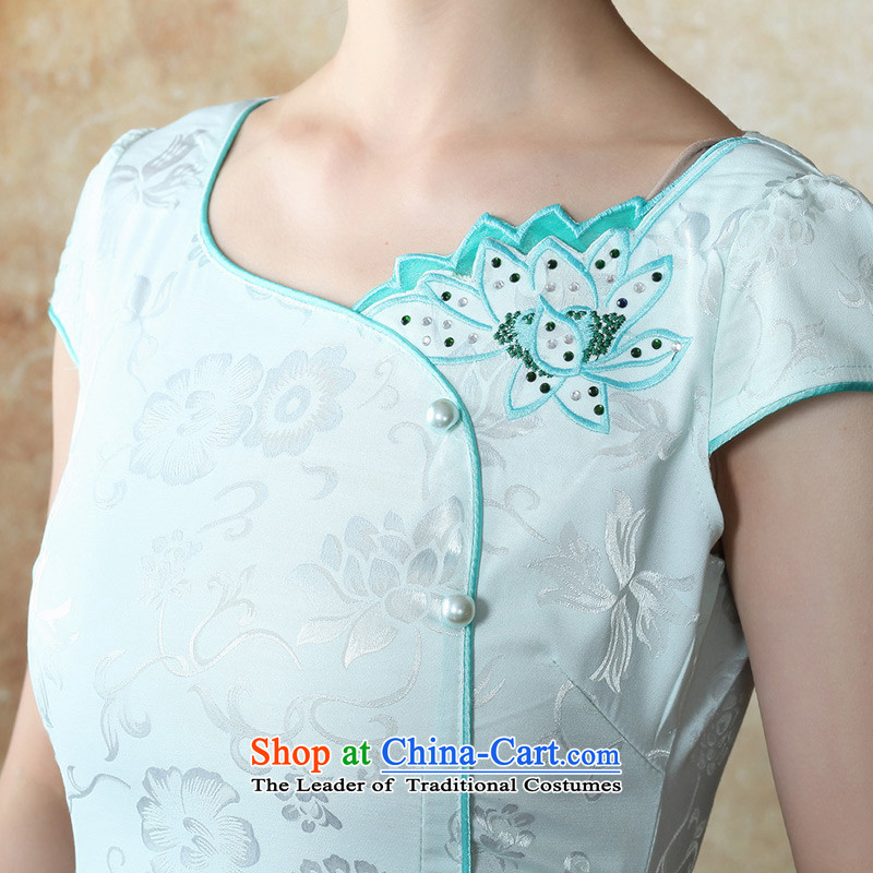 The 2015 National wind Tang dynasty fashion improved daily sexy cheongsam dress Sau San 632 Blue M Leung micro-ching , , , shopping on the Internet