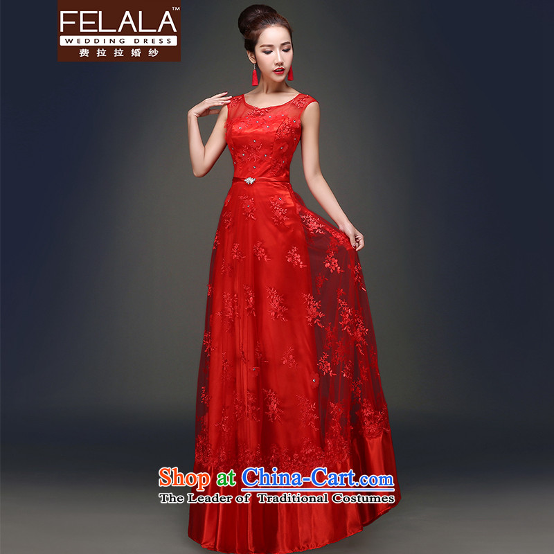 Ferrara in spring and summer 2015 new classic sweet round-neck collar align shoulders in embroidery lace dress L Suzhou shipment of Ferrara wedding (FELALA) , , , shopping on the Internet