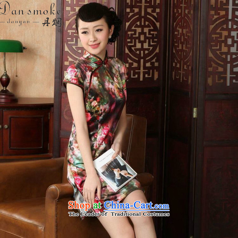 Dan smoke qipao Tang Women's clothes summer new Stretch Wool poster stylish Kim Chinese improved Classic short-sleeved short qipao Figure Color S, Dan Smoke , , , shopping on the Internet